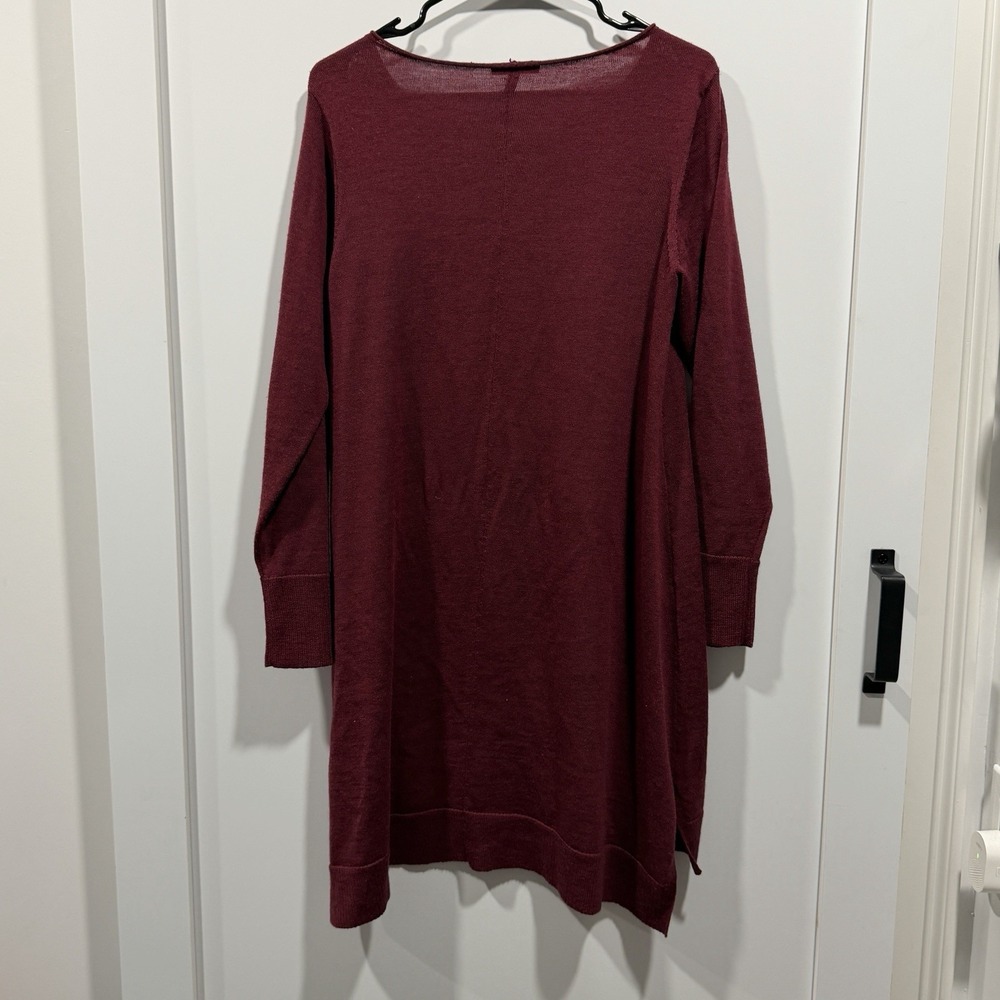Eileen Fisher Asymmetrical Long Sleeve Dress in Wine - Picture 2 of 8